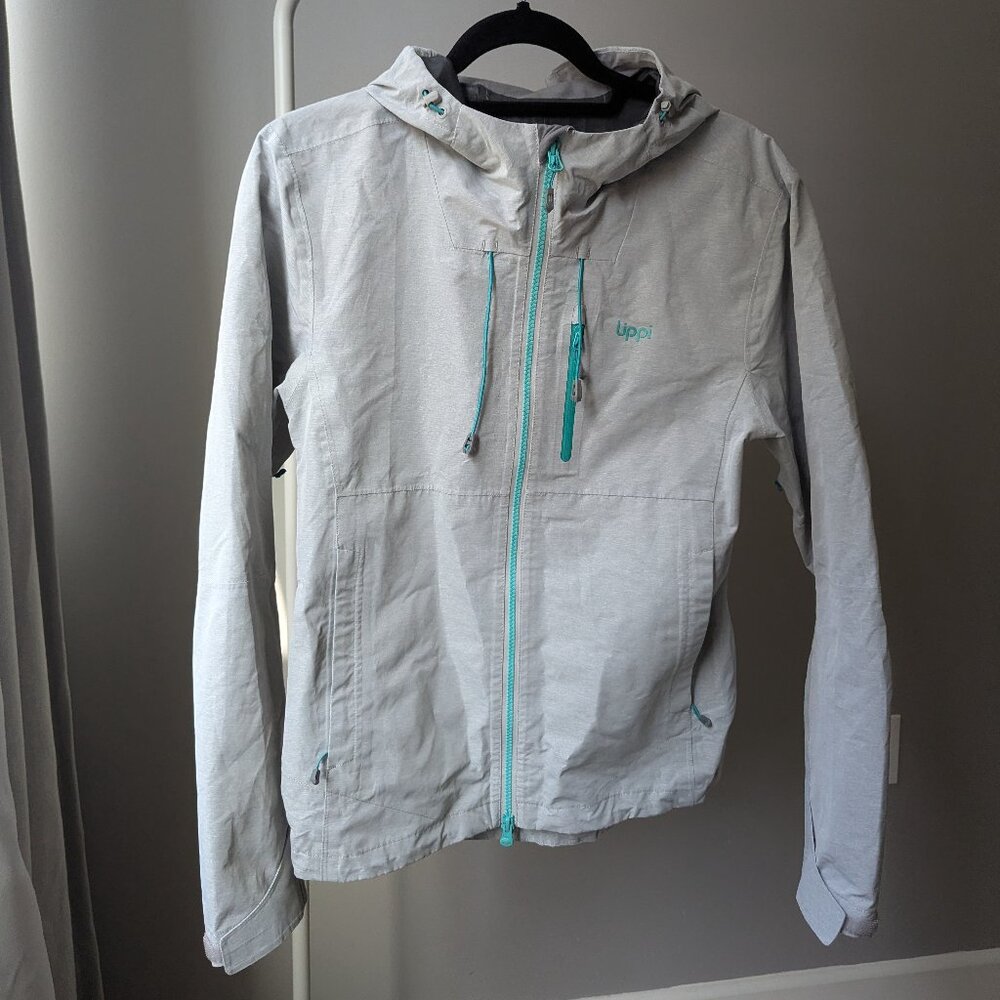 Lippi Summit B-Dry Waterproof Rain Jacket Hooded Grey Teal Pit Zips Medium
